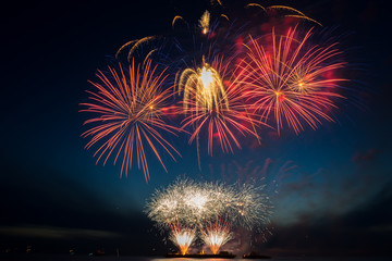 Annual summer fireworks event at Scheveningen beach in Den Haag on 11th August by Austria
