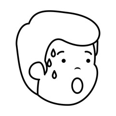 young sad man sweating character