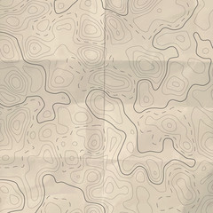 Vector abstract topographic line map. Topography background with aged paper effect.