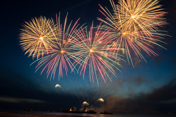 Annual summer fireworks event at Scheveningen beach in Den Haag on 11th August by Austria