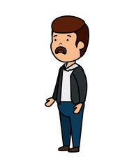 young sad man character