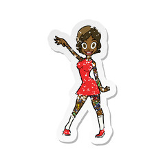 retro distressed sticker of a cartoon woman with tattoos