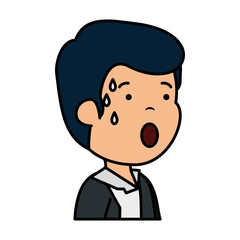 young sad man sweating character