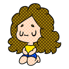 cartoon of a cute kawaii girl