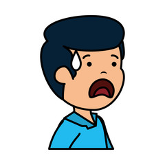 young sad man sweating character