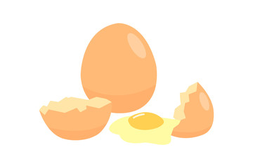 Eggs isolated on white background. Eggs are a cheap source of protein.