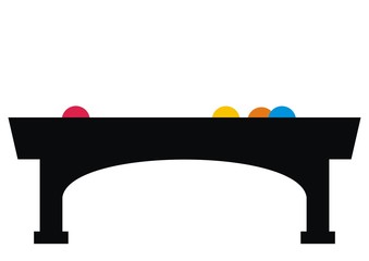 Billiard desk, black vector icon with multi colored spheres