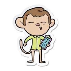 sticker of a cartoon office monkey