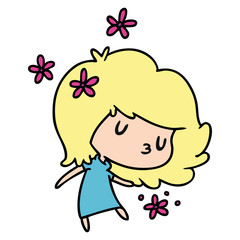 cartoon of a cute kawaii girl