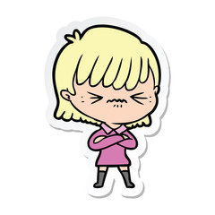 Obraz premium sticker of a annoyed cartoon girl