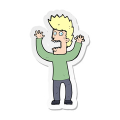sticker of a cartoon terrified man