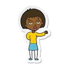 sticker of a cartoon bored woman