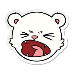 distressed sticker of a angry polar bear cartoon