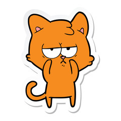 sticker of a bored cartoon cat