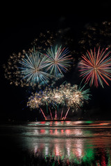 Annual summer fireworks event at Scheveningen beach in Den Haag on 11th August by England