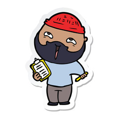 sticker of a cartoon happy bearded man
