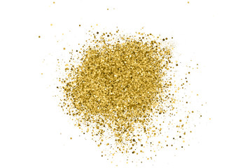 Gold Glitter Texture Isolated On White. Amber Particles Color. Celebratory Background. Golden Explosion Of Confetti. Vector Illustration, Eps 10.