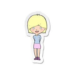 sticker of a cartoon friendly woman