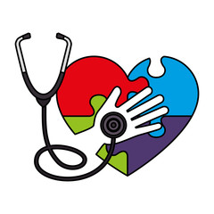 heart with puzzle attached and stethoscope