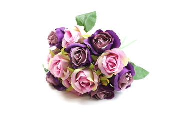 purple artificial roses flower isolated on white background