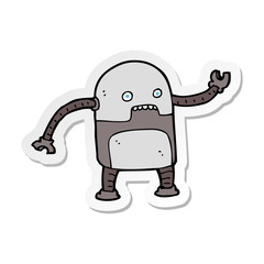 sticker of a funny cartoon robot