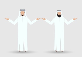 Arab Man character set of emotions. Vector illustration