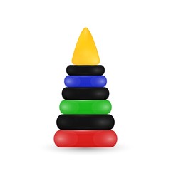 Children's toy pyramid.Colored plastic pyramid.