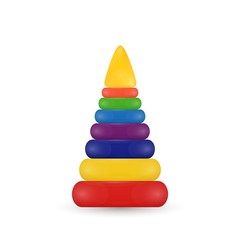 Children's toy pyramid.Colored plastic pyramid.