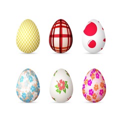 Illustration of Realistic 3D Easter Egg Set. Happy Easter Painted Egg Set Isolated on White Background