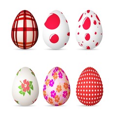 Illustration of Realistic 3D Easter Egg Set. Happy Easter Painted Egg Set Isolated on White Background