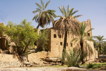 Old mud houses in the old village of Al Hamra