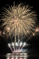 Annual summer fireworks event at Scheveningen beach in Den Haag on 11th August by England
