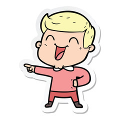 sticker of a cartoon man laughing