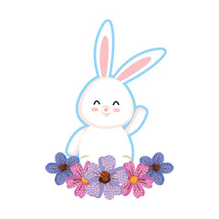 cute rabbit with flowers character