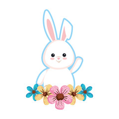 cute rabbit with flowers character