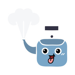 flat color retro cartoon steaming kettle