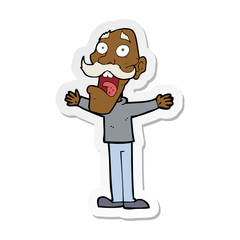 sticker of a cartoon stressed old man