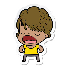 sticker of a cartoon woman talking