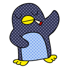 quirky comic book style cartoon penguin