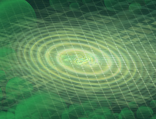 Information waves, abstract digital green 3d illustration.