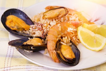 Tasty seafood dish – Paella a la marinera