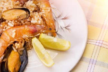 Tasty seafood dish – Paella a la marinera