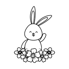 cute rabbit with flowers character