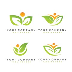 Set of Leaf logo natural health 