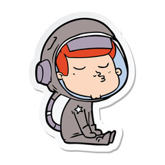 sticker of a cartoon confident astronaut