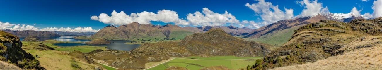 Rocky Mountain and Diamond Lake in the Mt Aspiring National Park, Wanaka, New Zealand