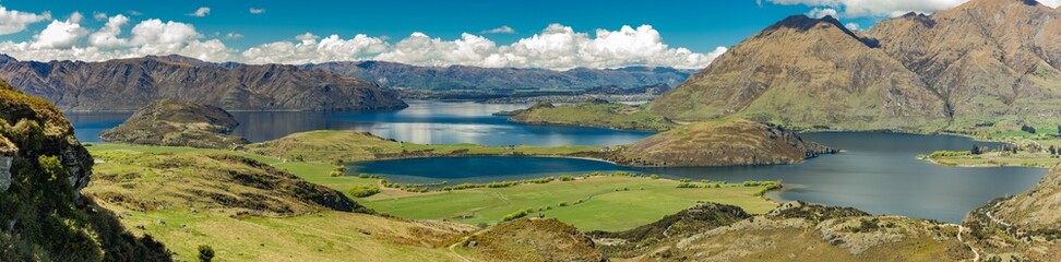Rocky Mountain and Diamond Lake in the Mt Aspiring National Park, Wanaka, New Zealand