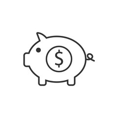 Bank, finance, money, pig, saving icon. Vector illustration, flat design.