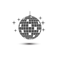 Disco ball icon isolated on white background. Vector illustration, flat design.