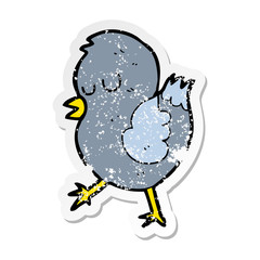distressed sticker of a cartoon bird